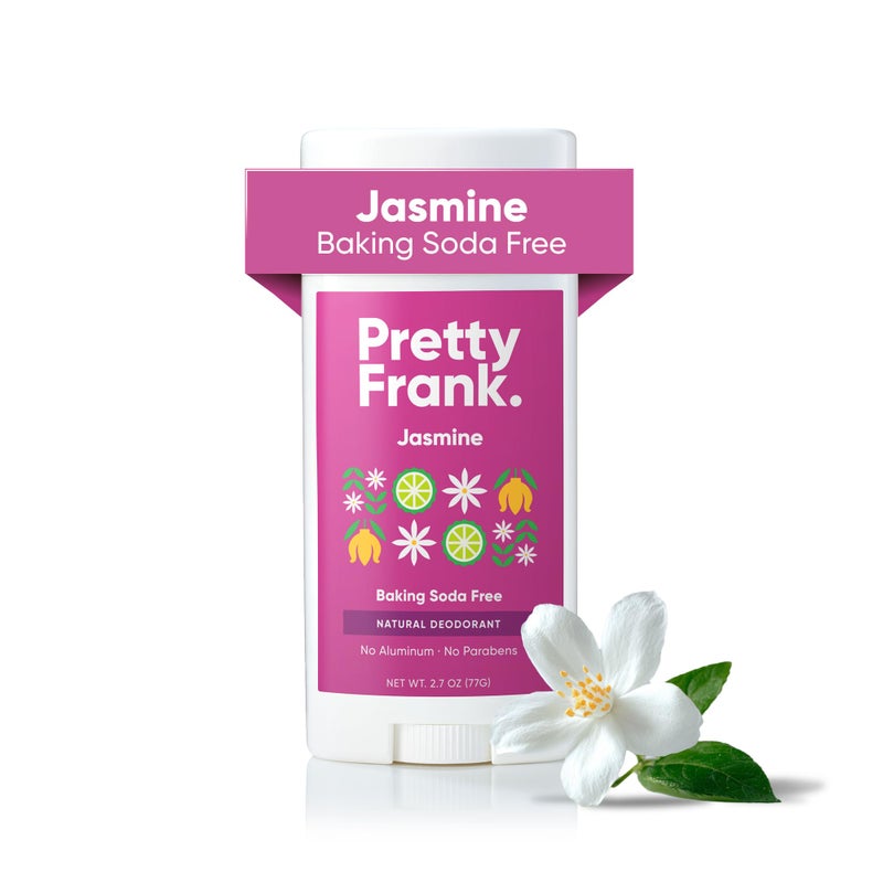 Pretty Frank Natural AluminumFree Deodorant Stick Baking SodaFree Jasmine 1Pack  Sensitive Skin Friendly Effective AllDay Odor Control for Women  Men Organic Ingredients and Essential Oils